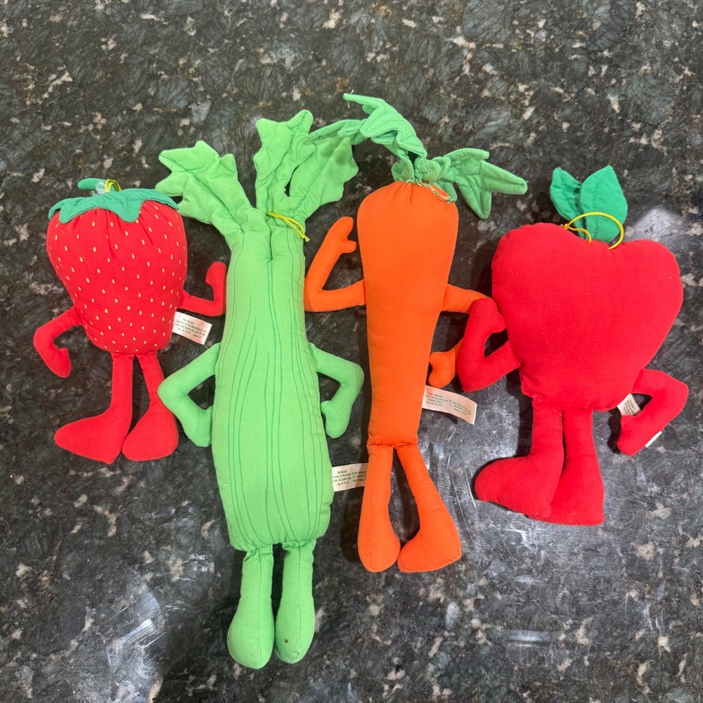 Vtg Crazy Crop Plush Set 1984 Hallmark Veggie People Strawberry Celery Carrot Ap - Picture 5 of 7